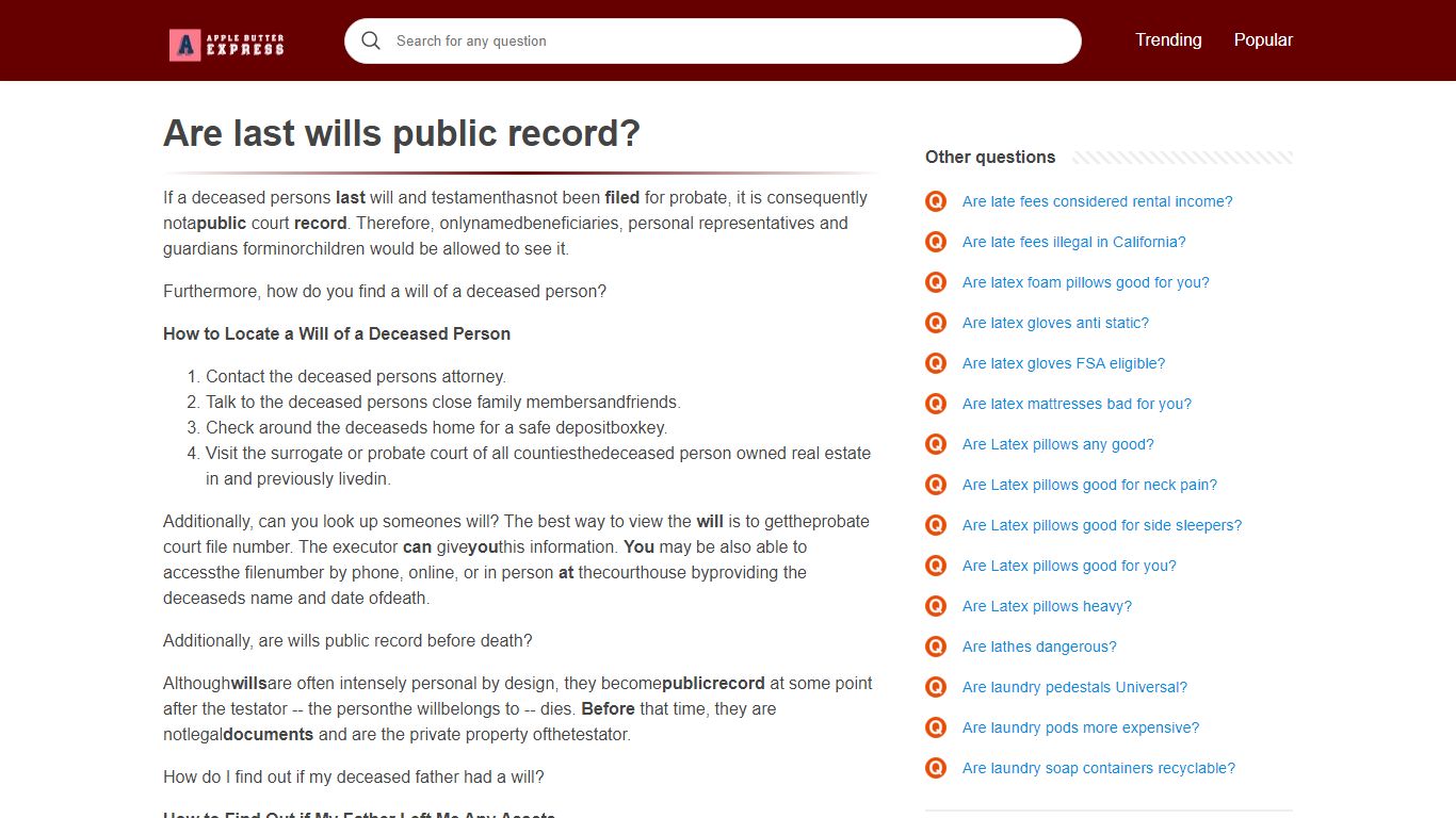 Are last wills public record?