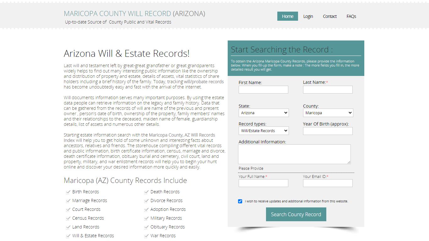 Public Will, Probate & Estate Records - County Record